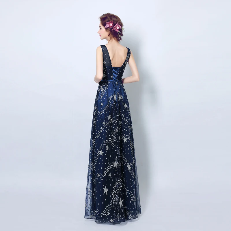 Пром Платье Без Рукавов It's YiiYa, Вечернее Платье Blue Fashion Designer, Простые Bling Блестками, Элегантные Платья Выпускного Вечера, LX208,Лето