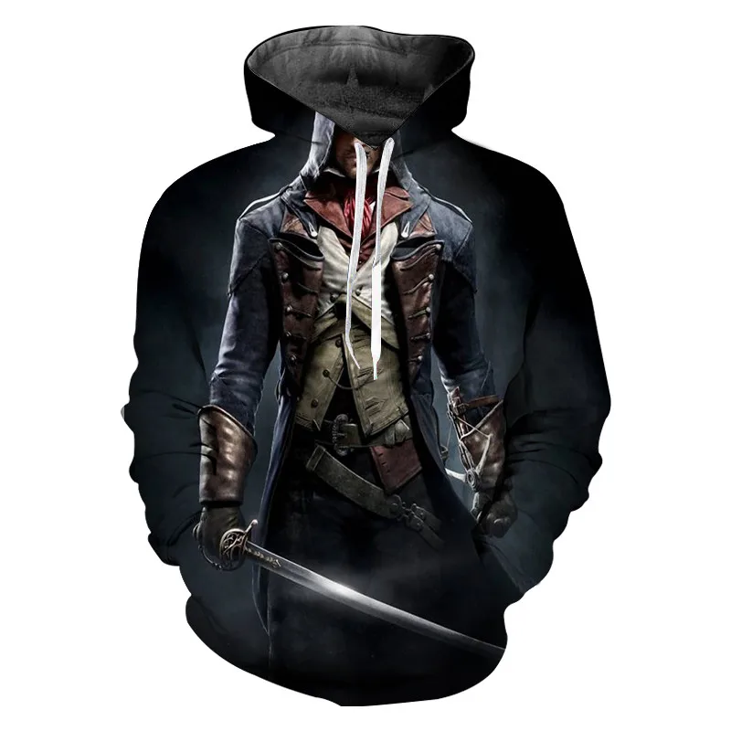 Новинка 2019 Assassins Creed Толстовка для мужчин с 3D принтом толстовки Одежда игровой