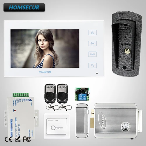 HOMSECUR 7 &quotПроводной Видео и Аудио Домашний Интерком + Сенсорная Кнопка для