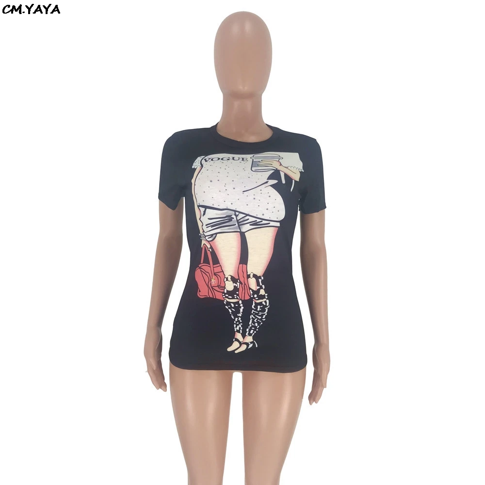 2019 женская новая летняя футболка с круглым вырезом и коротким рукавом принтом