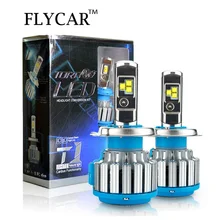 FLYCAR T1 турбо светодиодный фары лампы 60 Вт 7200LM светодиодный налобный фонарь Conversion Kit Turbo светодиодный H4 H1 H3 H7 H11 9004 9007 9005 HB3 9006 HB4