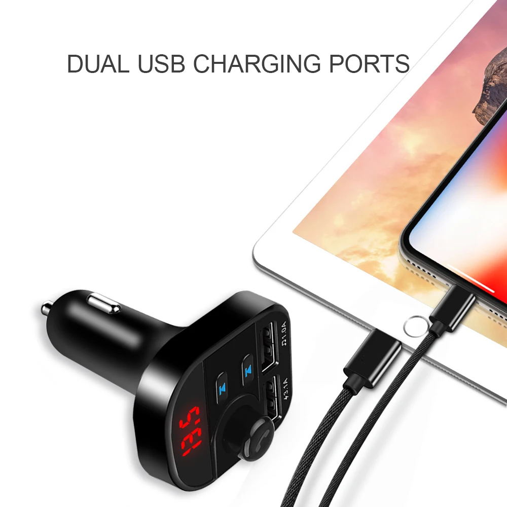Автомобильное зарядное устройство kebidu с 2 USB-портами и поддержкой Bluetooth 5 0 |