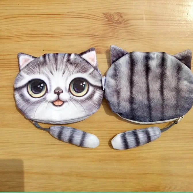 Очень милый кот с хвостом Кошелек для монет Детский кошелек kawaii сумка для мелочи Детский кошелек женский держатель для ключей ткань велюр - Цвет: Синий