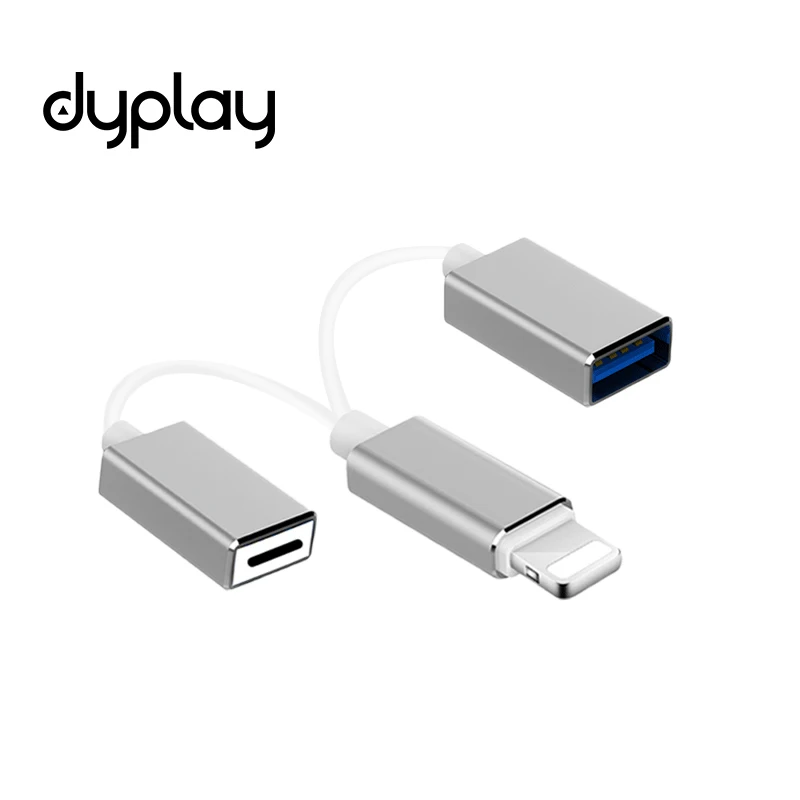 Sliver 2 в 1 8Pin к USB OTG кабель синхронная Зарядка для iPhone iPad iOS от 10 до 13 мужчин и женщин Поддержка большинства USB устройств - Цвет: Sliver