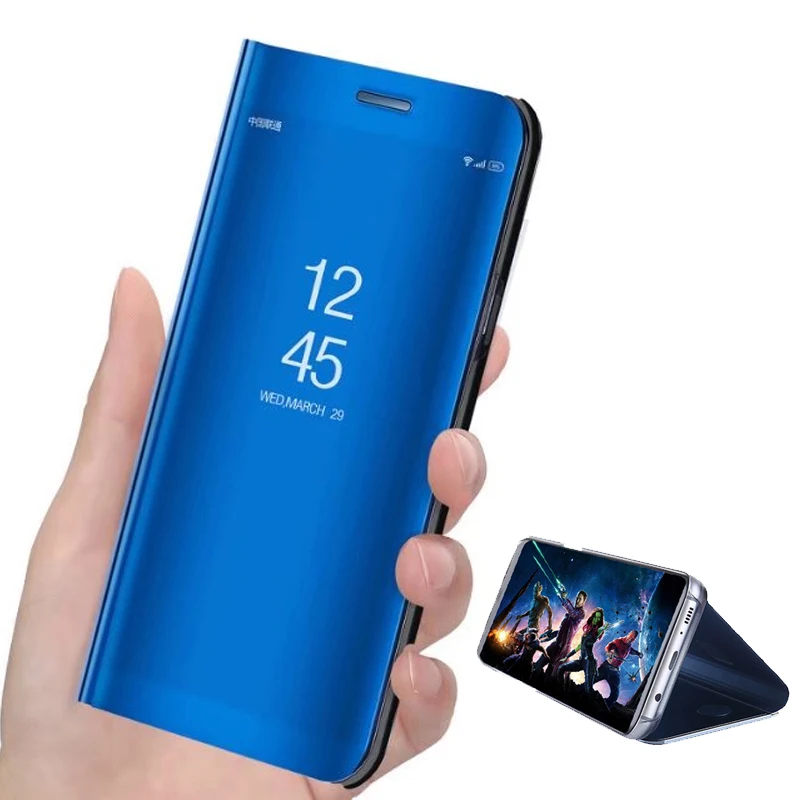 Чехол с откидной подставкой для телефона Samsung A5 2017 прозрачный умный зеркальный