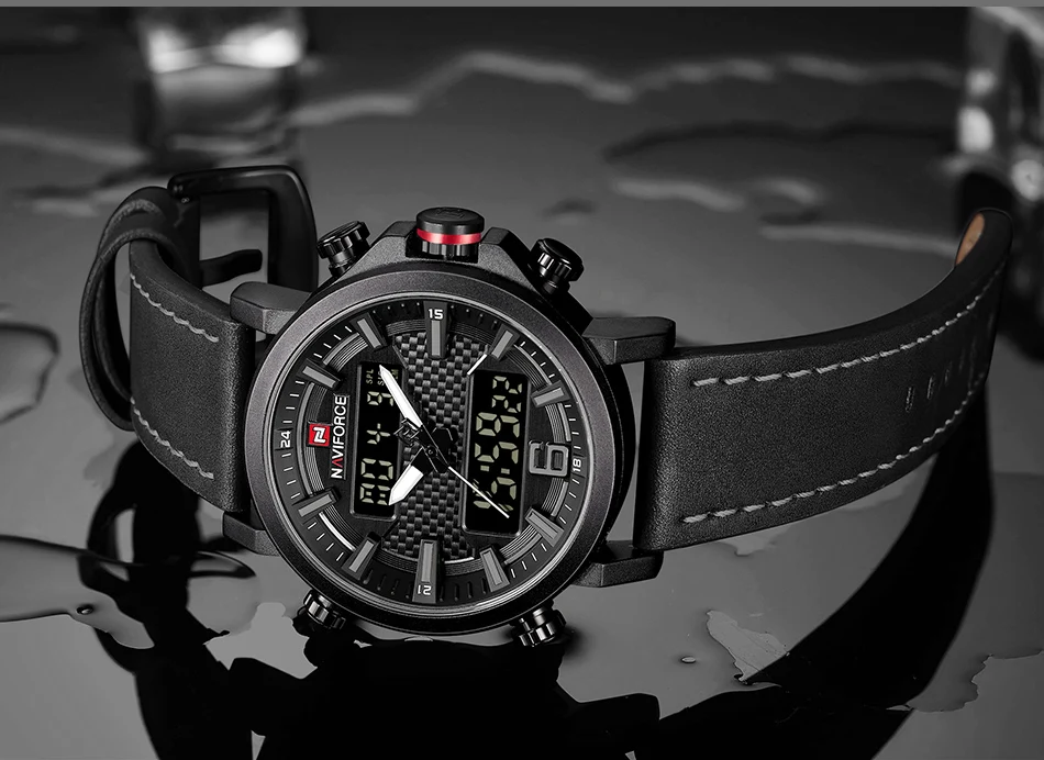 Relogio Masculino NAVIFORCE для мужчин спортивные роскошные модные часы бренд Кварцевые Цифровой Кожа водостойкий Военная Униформа наручные часы