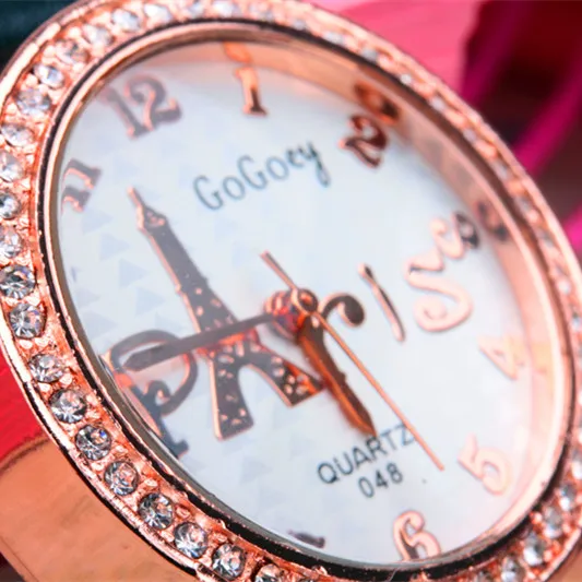 Женские кварцевые часы с кожаным ремешком Эйфелевой башней | Наручные