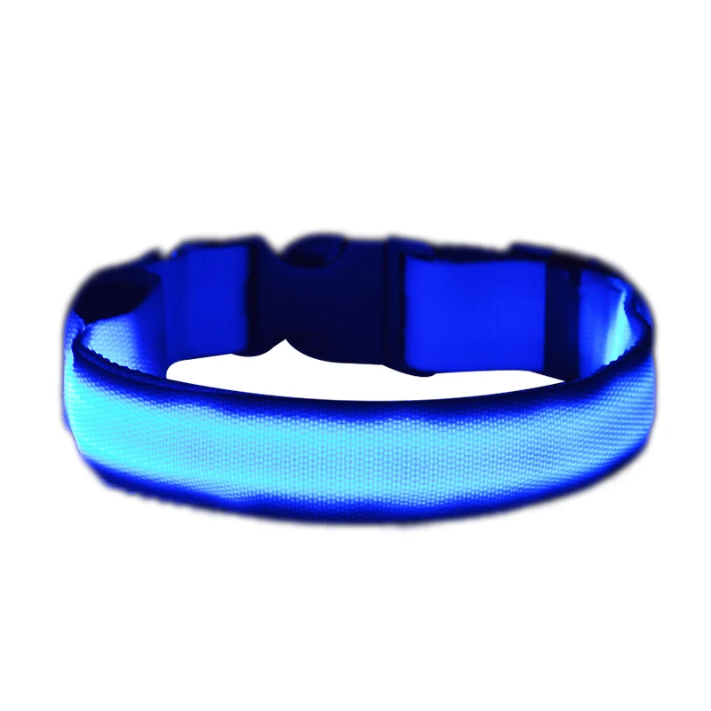2.5cm Width Nylon Striped Night Safety Dog Collar Double Led Light-up Flashing Pet Necklace | Дом и сад