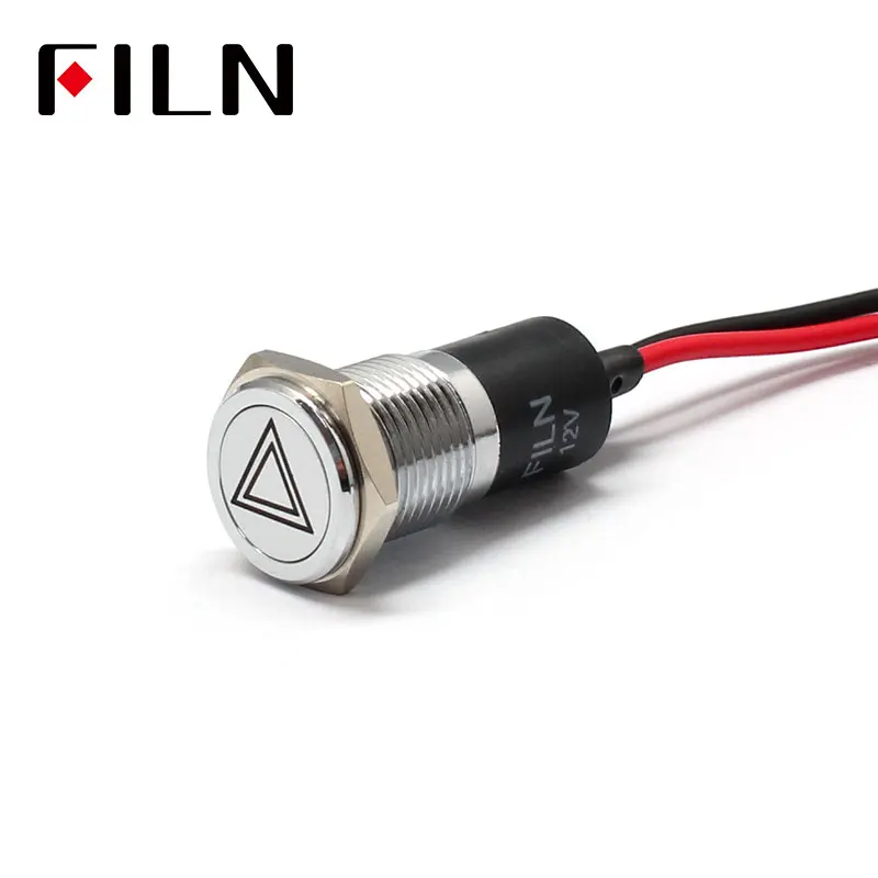 FILN 14 мм Приборная панель автомобиля двойная вспышка символ опасности led красный