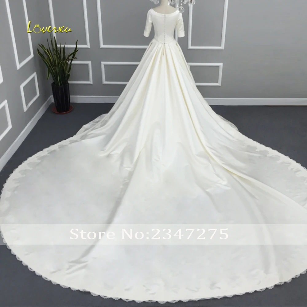 Женское свадебное платье со съемным шлейфом Loverxu простое ТРАПЕЦИЕВИДНОЕ ПЛАТЬЕ С