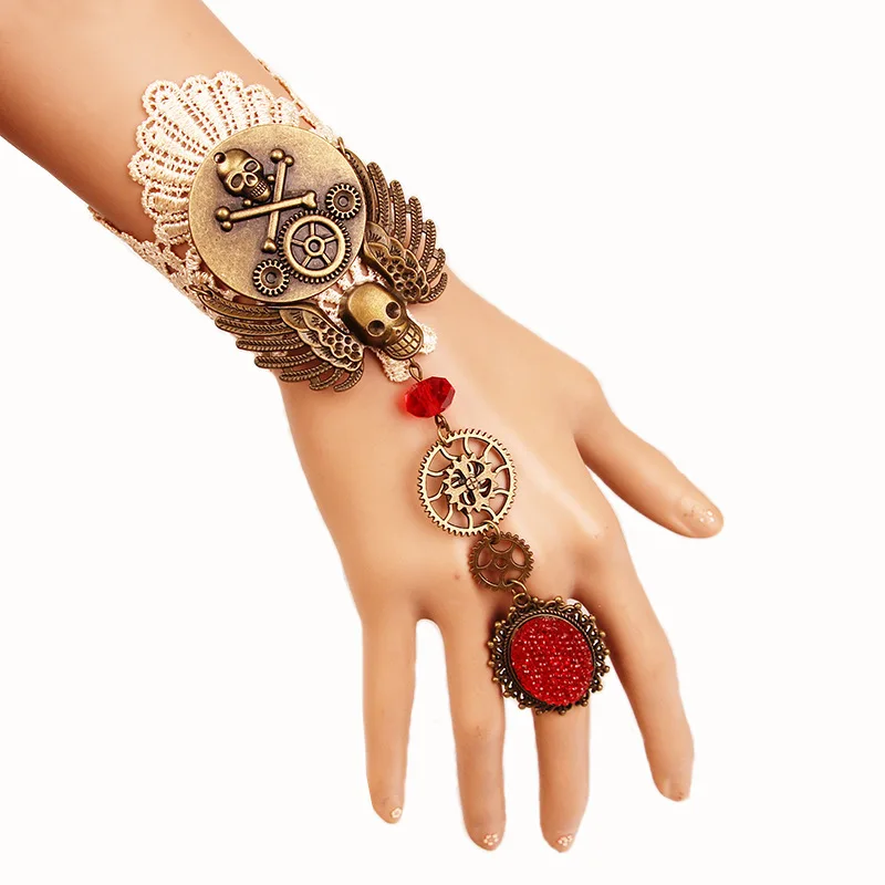 Hot-selling retro European and American steam engine gear Bracelet skeleton female Creativity Halloween ring hand ornaments | Украшения и