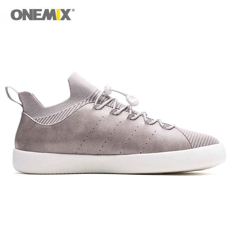 ONEMIX Man Walking Shoes For Men Microfiber Leather Sneakers Nice Road Trends Skateboarding Shoe Gray Tennis Outdoor Footwear