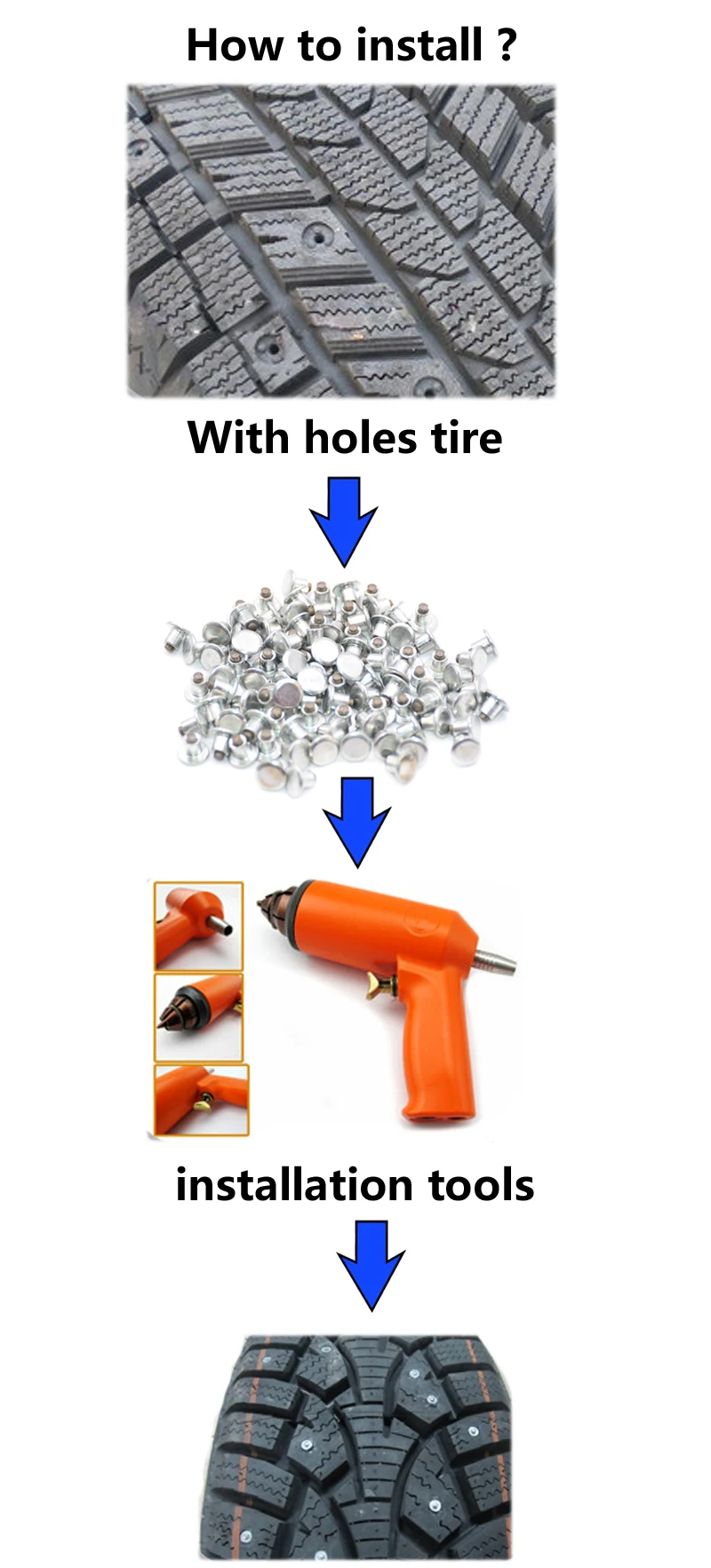 

100 pcs/lot Universal Car Tires Studs Spikes Wheel Tyres Snow Chains 6.5mm Studs For Motorcycle Car Vehicle Truck Tires Winter