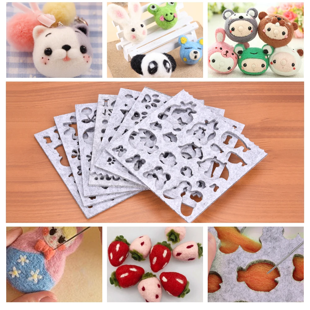 фетровые фигуры шерсть для валяния фигурки из фетра 7 шт. иглы DIY Аппликация