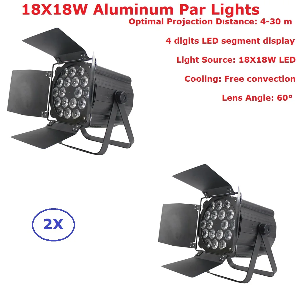 

2Pcs/Lot Free Shipping LED Par Lights 18X18W RGBWAP 6 Colors Luce Della lavata di Lusso Controller DMX Led Flat Par Luci dj