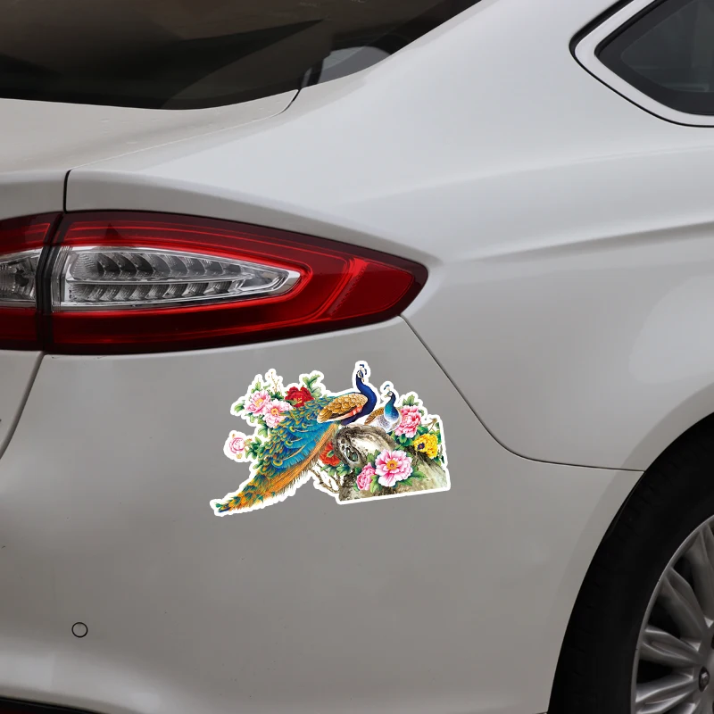 YJZT 17*10CM Coolest Colored Peacock Decor Car Sticker Graphic Accessories Personalized 11A0007 | Автомобили и мотоциклы