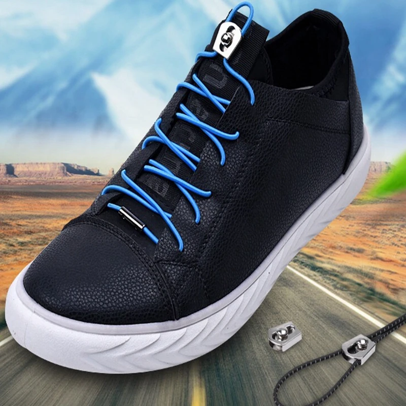 1 Pair New Elastic Shoelaces No Tie Shoe Laces Round Kids Adult Quick Locking Shoelace Outdoor Leisure Sneakers Lazy Lace