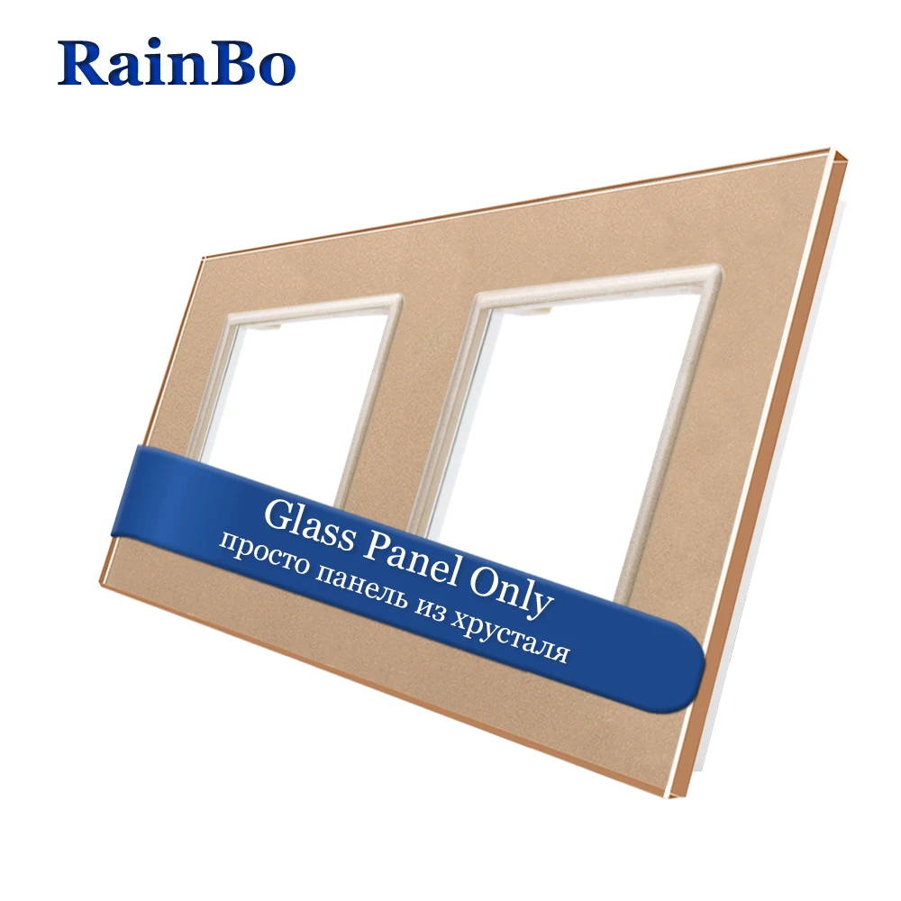Rainbo Бесплатная доставка Роскошный Crystal White Стекло Панель 2 кадра розетки 151 мм * 80