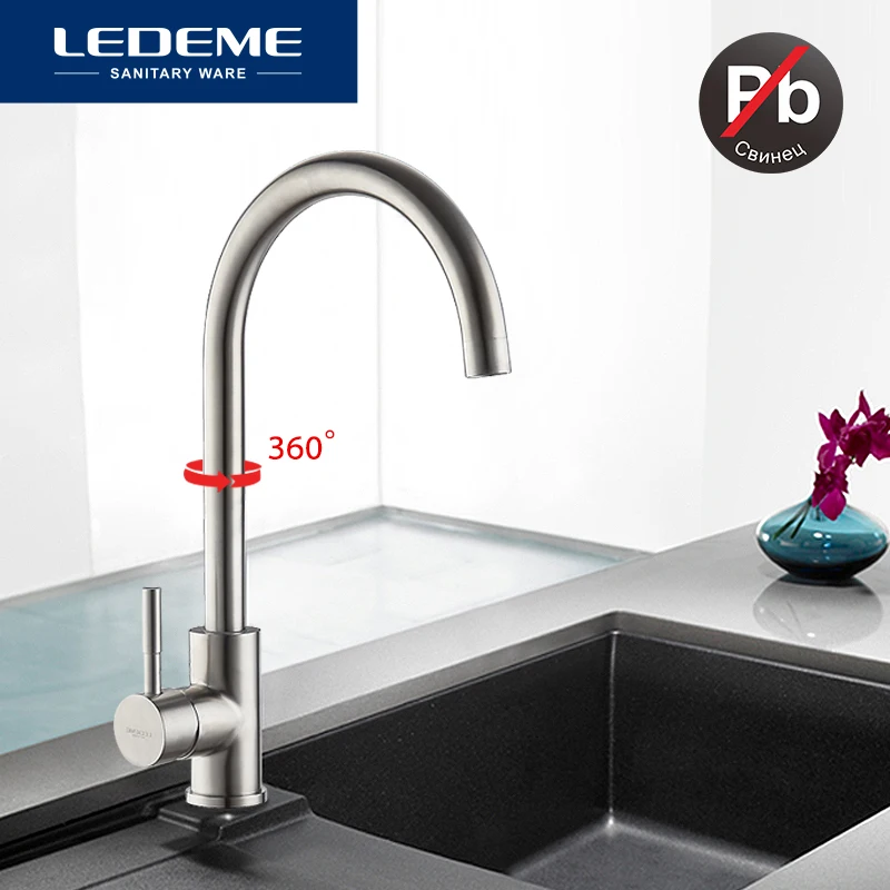 LEDEME Смеситель для кухни сталь SUS304 Цвет: нерж. L4998 3| |
