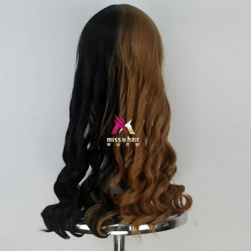 Женский синтетический парик Miss U Hair наполовину черный и Темный светлый средней