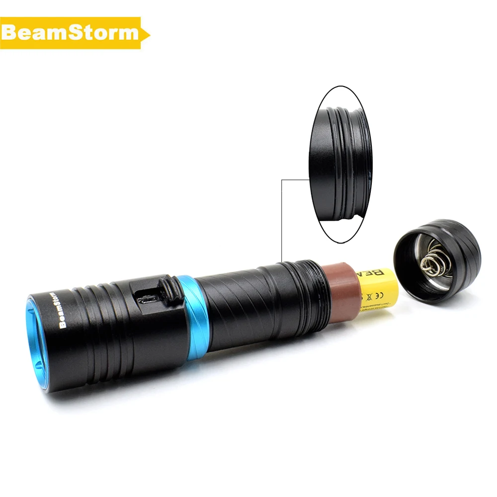 Beamstorm dv45 Водонепроницаемый 50 м Плавная затемнения Дайвинг светодиодный фонарик