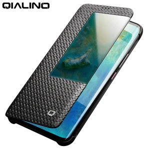 qialino fashion genuine leather flip case for huawei mate 20 pro stylish business ultra slim cover with smart view for mate 20 free global shipping