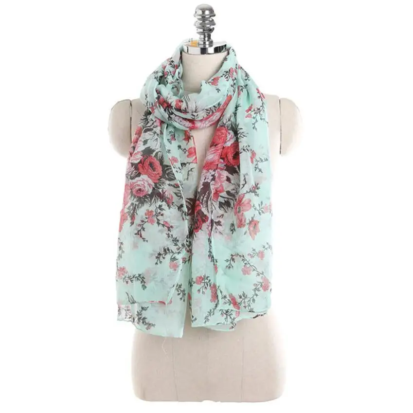 Women Ladies Flowers Print Pattern Lace Long Scarf Warm Wrap Shawl Bufandas mujer Cachecol feminino inverno Foulard femme hijab |