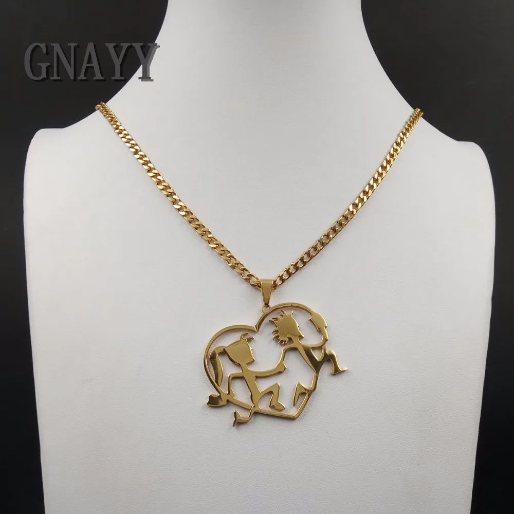 GNAYY JEWELRY ICP HATCHETMAN n HATCHETGIRL LOVE Gold tone pendant w/ gold 5MM 30'' CURB CHAIN NECKLACE LARGE | Украшения и
