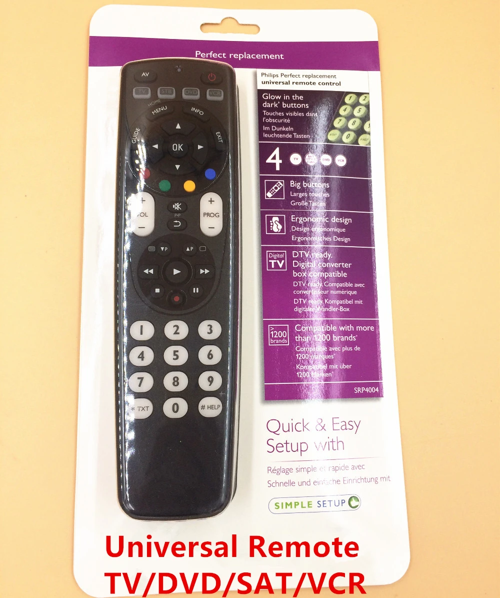 Идеальный универсальный пульт дистанционного управления TV / DVD VCR DVB SRP4004
