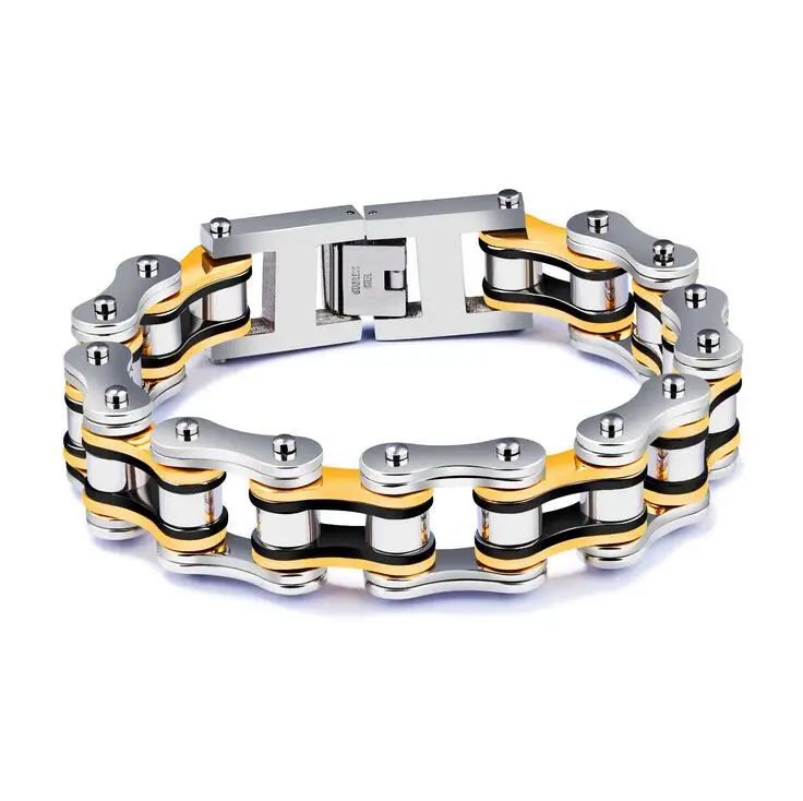 Men Red Jewelry Motorcycle Chain Bracelet Punk Black Stainless Steel Link Biker Bicycle Bracelets Bangles | Украшения и