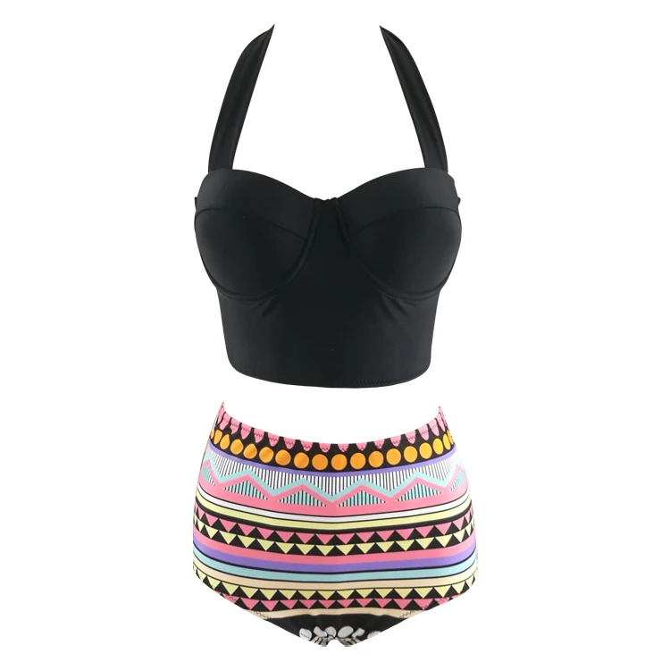 2017 Новый Бикини Плюс Размер Женщин Купальники Высокая Талия Купальник Холтер топ