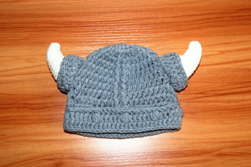 Funny Handmade Crochet Cartoon Viking Horn Hat Children Knitted Xmas horn newborn vikings hat baby beanie caps size:1M-8YEAR | Детская