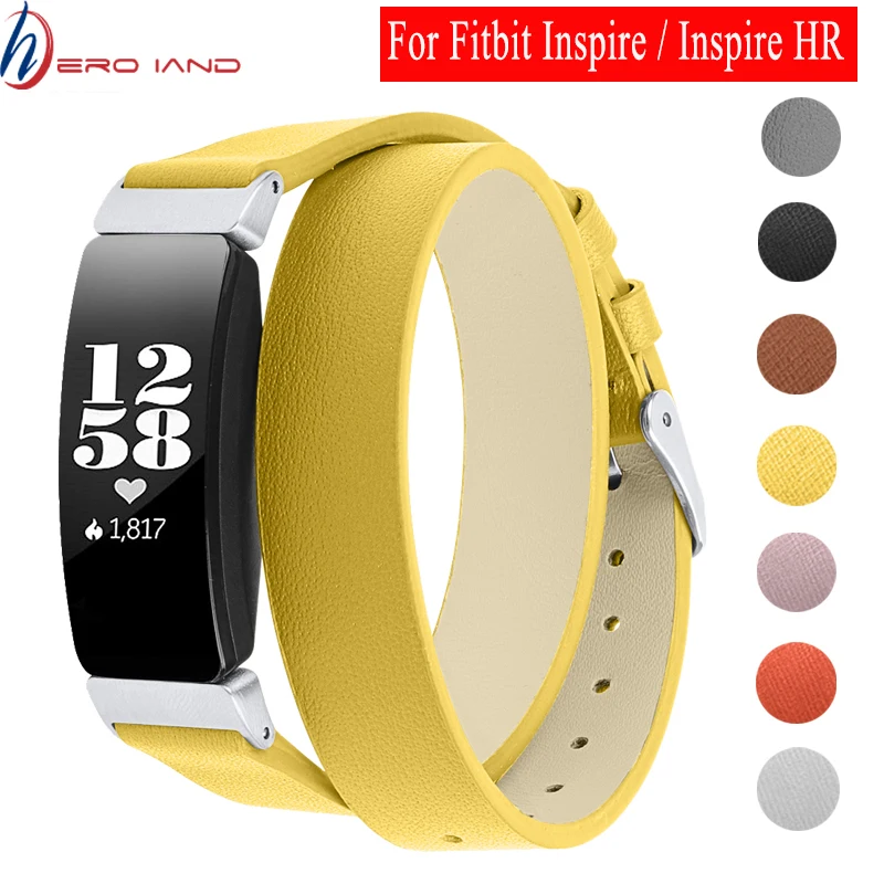 Hero Iand Оригинальные кожаные Наручные Браслеты Для Fitbit Inspire/Inspire Hr полосы двойной обёртки Кожаный Браслет для Fitbit Inspire ремешок