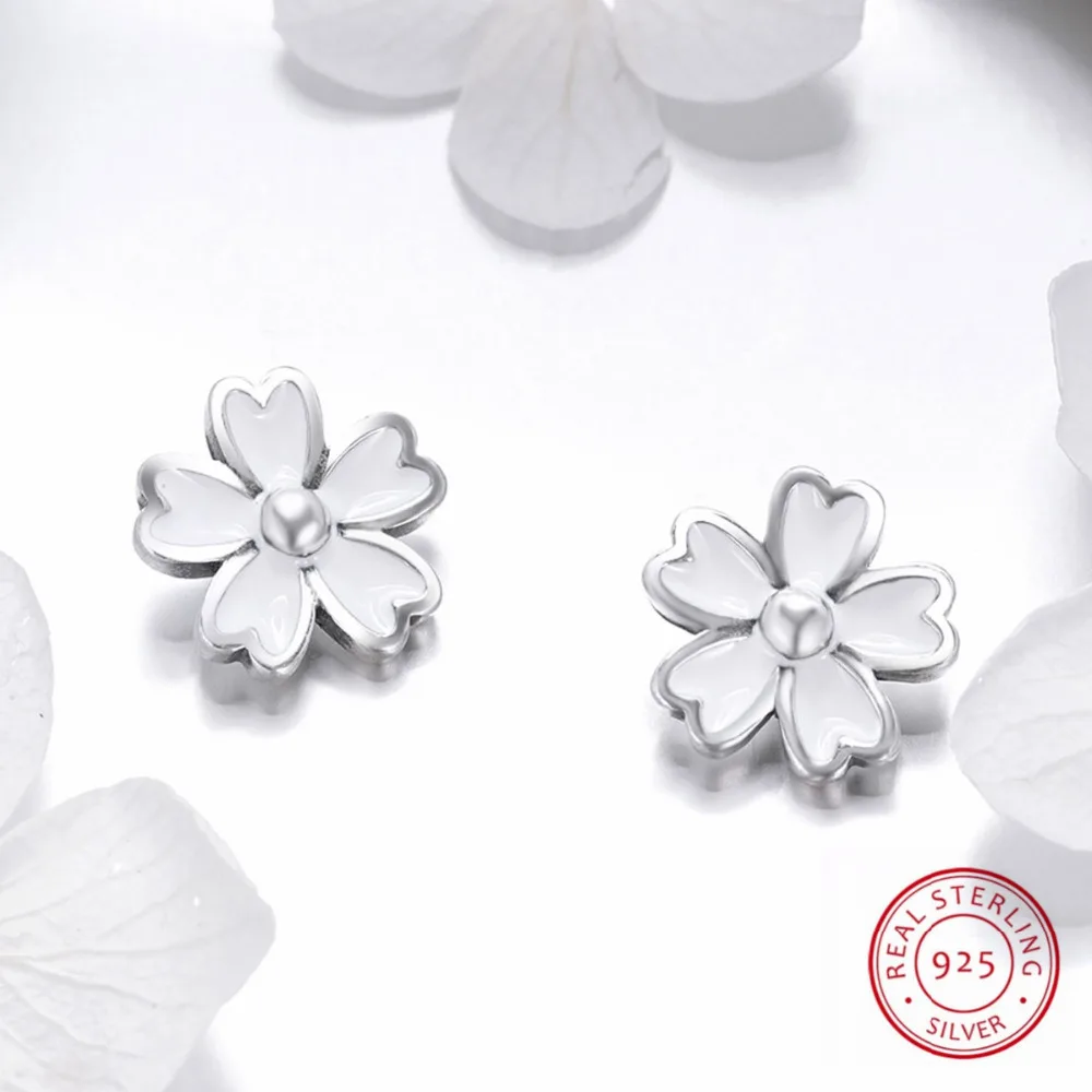 Женские серьги-пусеты из серебра 925 пробы с ромашкой | Украшения и аксессуары