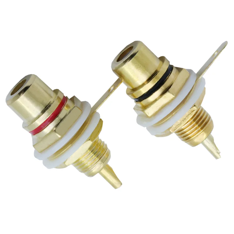 2 шт. Позолоченные RCA Jack Панель Крепление Шасси аудио разъем переборка с гайкой