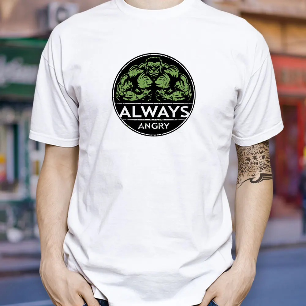 Футболка с надписью Always Angry Hulk крутая модная футболка короткими рукавами в стиле