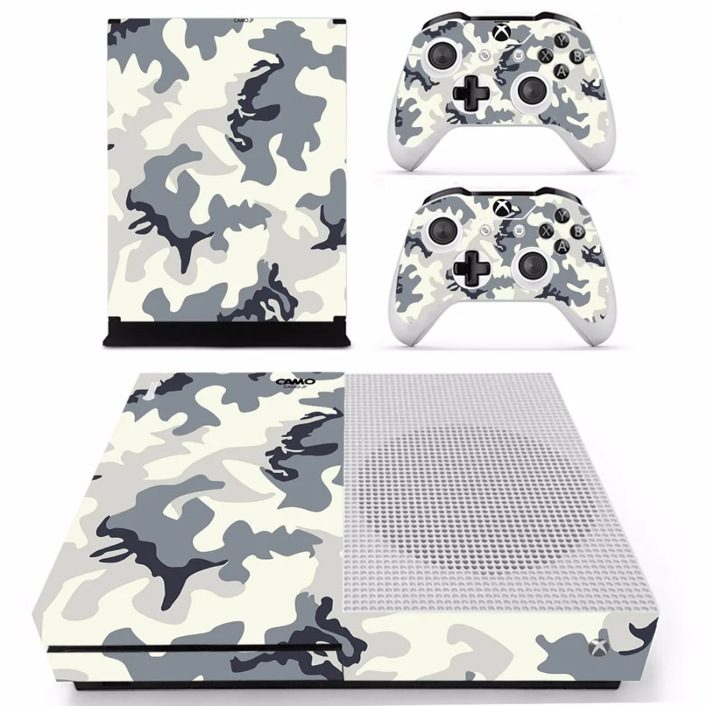 Камуфляж кожи Стикеры наклейка для Microsoft Xbox One S консоли и 2 контроллеры шкуры