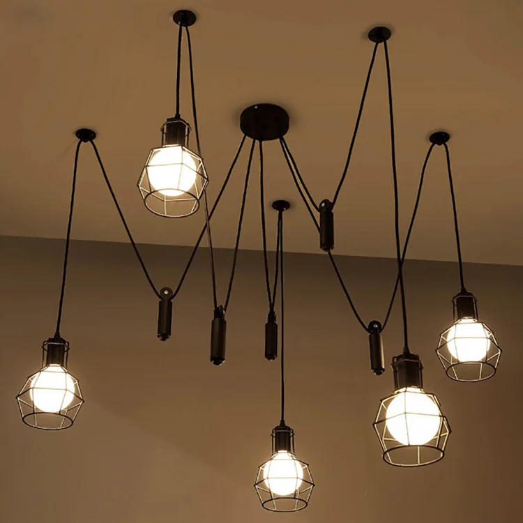 Современная Скандинавская ретро люстра с лампочками Эдисона винтажная