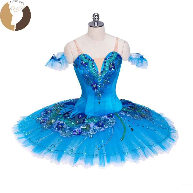 

FLTOTURE Classical Ballet Pancake Tutu Blue Bird Costumes Ballet Nutcracker Tutus Ballerina Custom Made Platter Blue Skirts