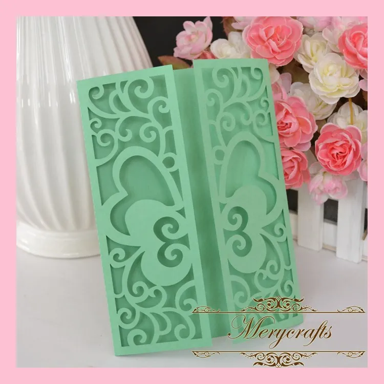 Hot sale Butterfly Carved Pearl Paper Delicate and Elegant Wedding Invitations Laser Cut Invitation Card | Дом и сад