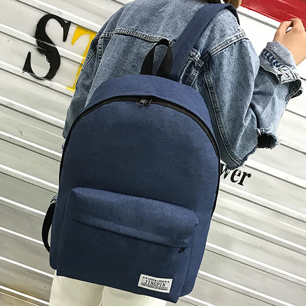 

Student Solid Color Canvas Backpack Bag Fashion Travel College Style Backpack Support Wholesale And Dropship