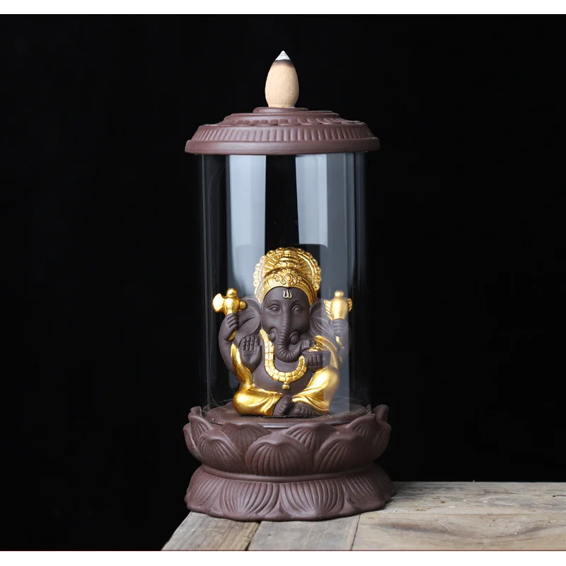 Керамическая курильница Ganesha с обратным потоком подставка для медитации солнце
