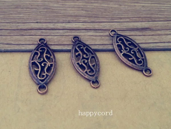 

50pcs/lot 10mmx25mm Antique copper red oval Pendant charm