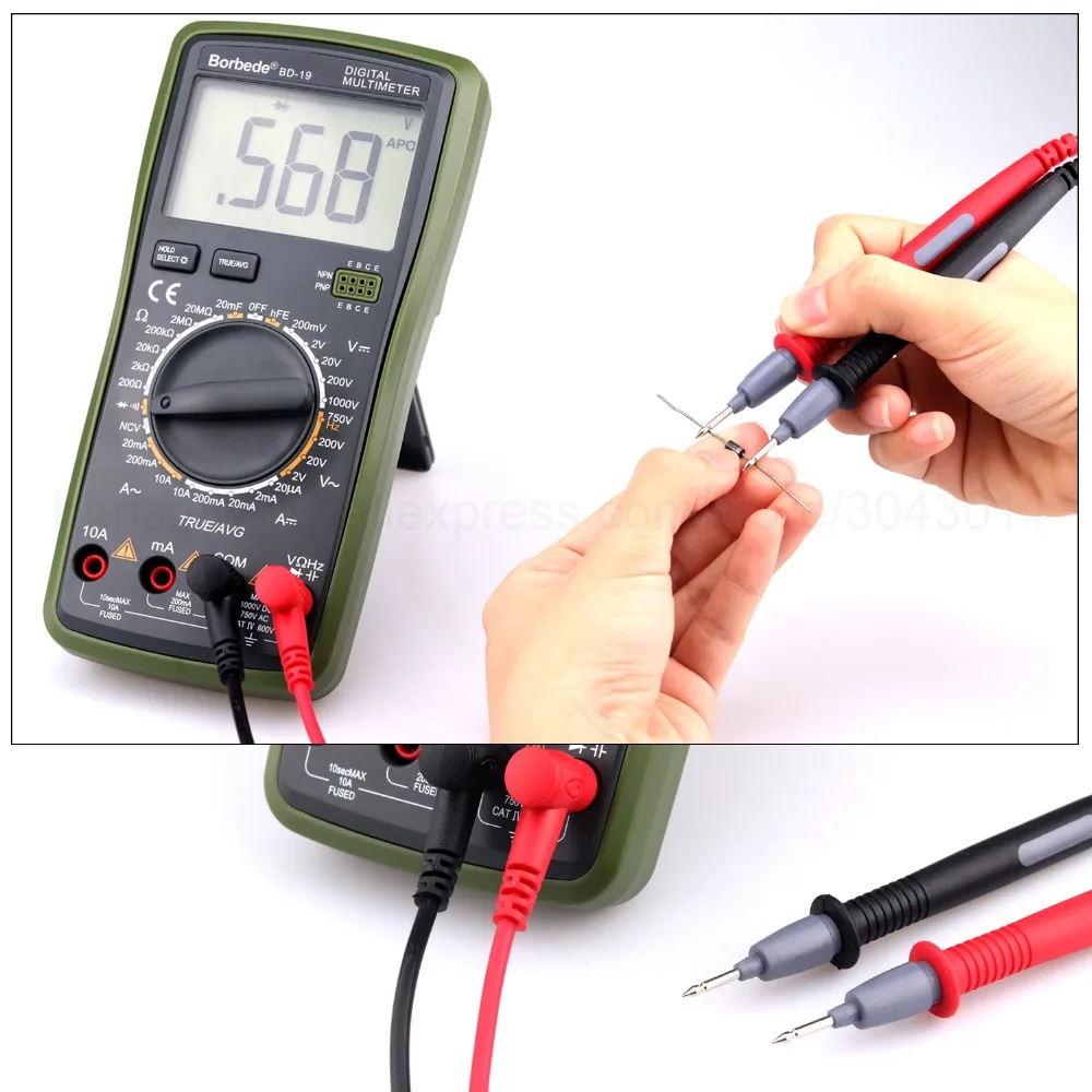 Профессиональный цифровой мультиметр True RMS 2000 отсчетов ЖК дисплей постоянный ток