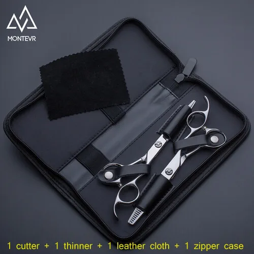 clean cloth set Профессиональные 5,5 дюймовые ножницы для волос, Набор японских парикмахерских ножниц, чехол, набор парикмахерских ножниц - Цвет: clean cloth set