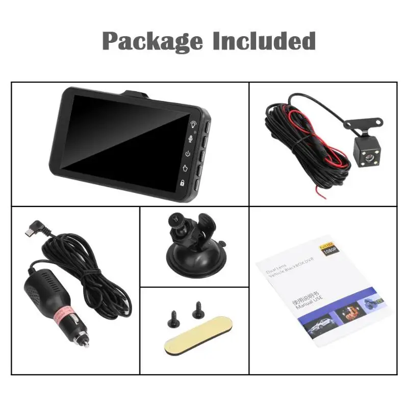 QUIDUX Автомобильный видеорегистратор 4 &quotips сенсорный экран супер ночного видения