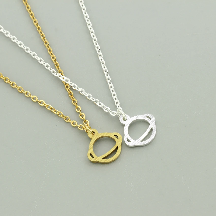 Space Saturn Charm Necklaces & Pendants For Women Planet Jewelry Stainless Steel Gold Silver Funky Chain Choker Collier Bijoux|pendants for