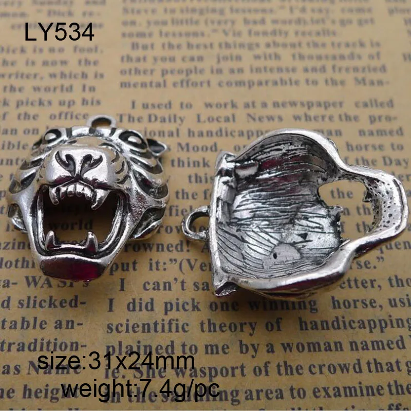 

15pcs 31*24mm Alloy Antique Silver Plating Animal Tiger Charms Pendant For Jewelry Making