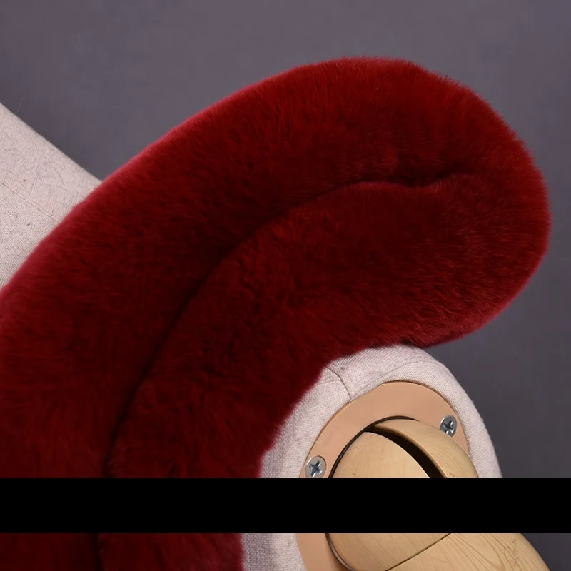 red 020 шарфы из меха кролика рекс модный бренд толстый теплый зимний шарф из кроличьего меха для женщин Зимний бренд Роскошный вязаный женский - Цвет: red