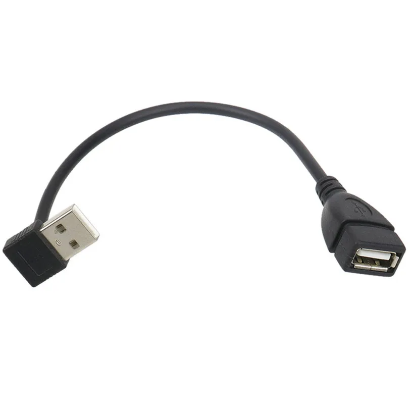 Кабель USB 2 0 штекер гнездо 90 градусов черный 20 см Jul24 профессиональная заводская